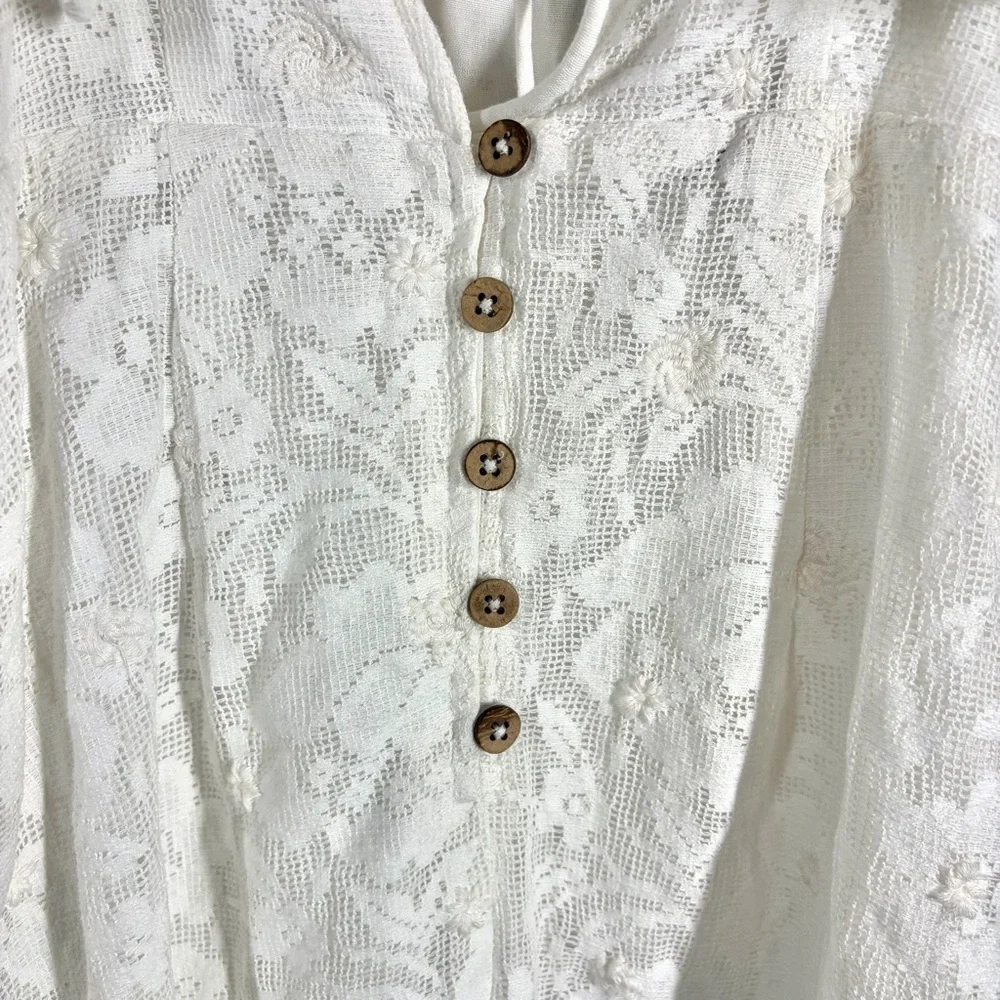 Free People Girl Crush Lace Mini Dress Size S White Feminine Hippie Ruffle 70s